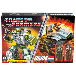 ( Pre Order ) Transformers Collaborative G.I. Joe x Transformers Autobot Kup Triple T With  Sgt Slaughter & Leatherneck O-ring 3.75-inch Action Figures