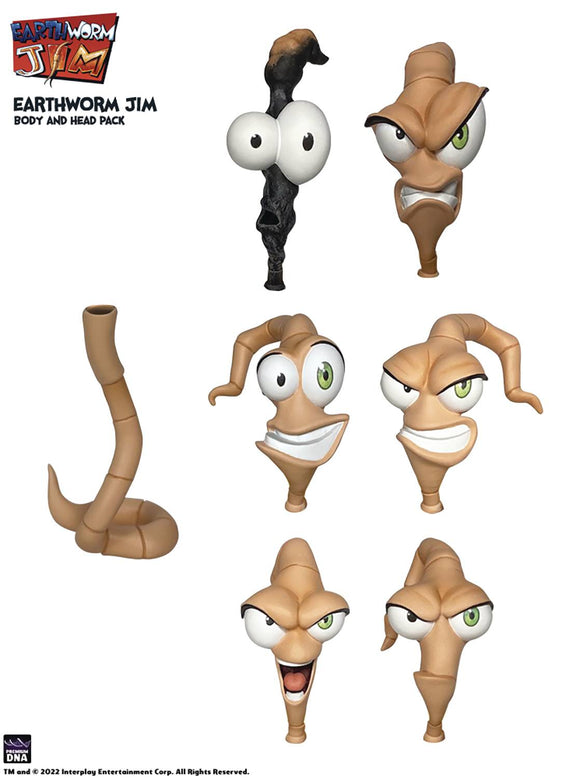 ( Pre Order ) Earthworm Jim Worm Body and Jim Heads Accessory Pack