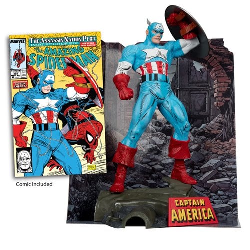 IN STOCK! McFarlane Marvel Wave 1 Captain America The Amazing Spider-Man #323 1:6 Scale Posed Figure with Scene and Comic