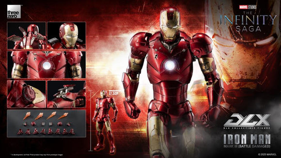 ( Pre Order ) Threezero Marvel: The Infinity Saga DLX Iron Man Mark 3 (Battle Damaged) 1/12 Scale Action Figure