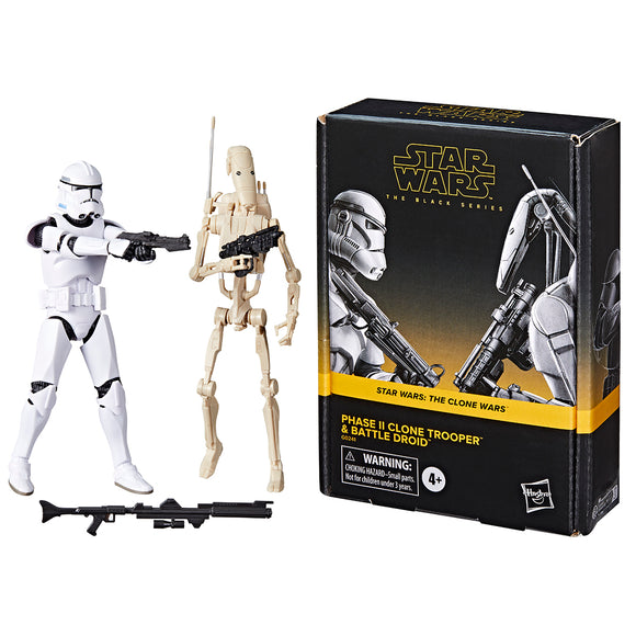 ( Pre Order ) Star Wars The Black Series Phase II Clone Trooper & Battle Droid, Star Wars: The Clone Wars 6 Inch Action Figure 2-Pack