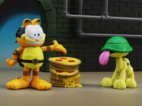 ( Pre Order ) Garfield x Teenage Mutant Ninja Turtles Garfello and Sidekick Odie Figure Two-Pack