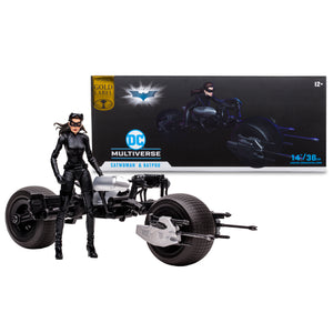 ( Pre Order ) McFarlane DC Multiverse Catwoman and Batpod (The Dark Knight Rises) 7in Action Figure and Vehicle McFarlane Toys Gold Label