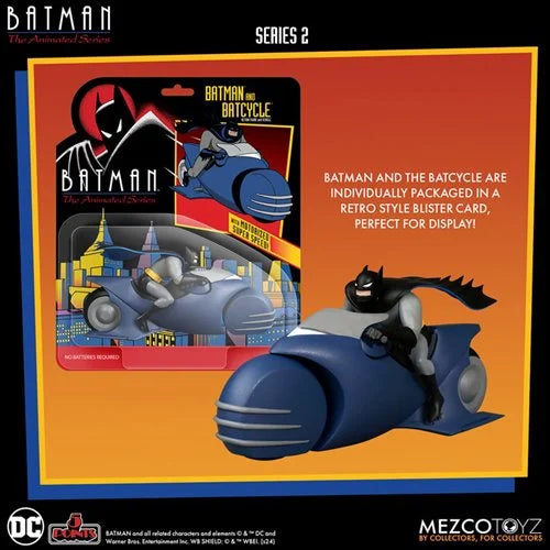 ( Pre Order ) Mezco Batman: The Animated Series Batman and Batcycle 5 Points Vehicle