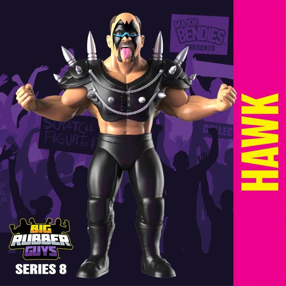 IN STOCK! Big Rubber Guys Wave 8 Road Warriors Hawk Figure ( Clamshells Are Damaged On The Inside )