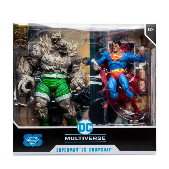 IN STOCK! McFarlane DC Multiverse Gold Label Collection Superman vs Doomsday Action Figure Set - 2pk