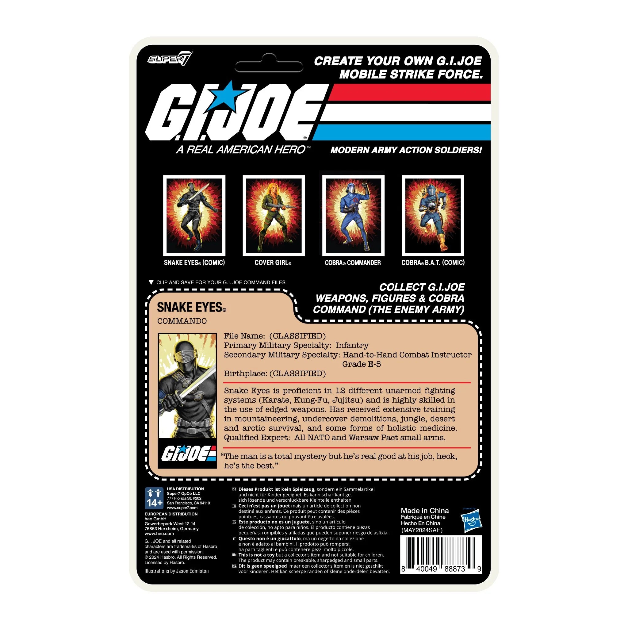 IN STOCK! Super 7 G.I Joe O-Ring Wave 1 Snake Eyes Comic Version 